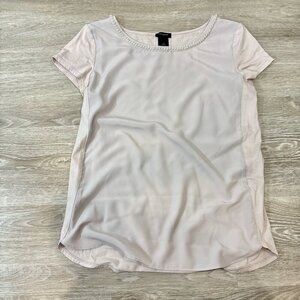 Ann Taylor Beige Pearl Necklace Top Size XS
